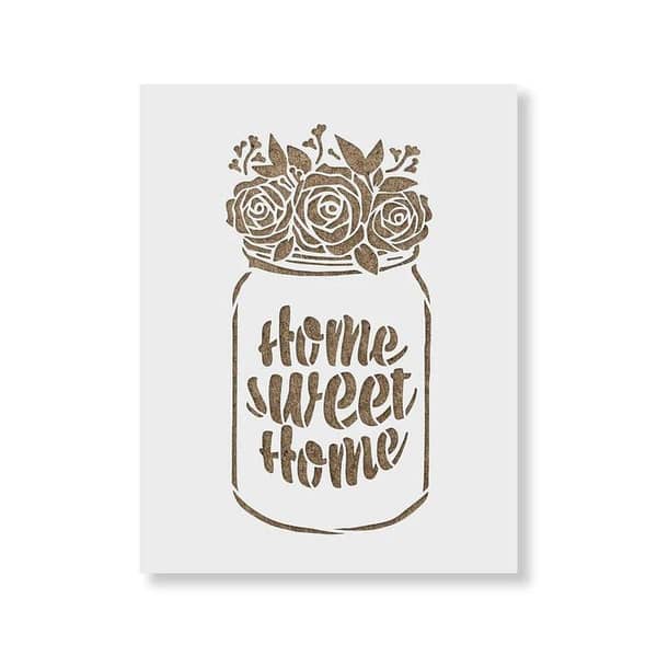 Home Sweet Home Mason Jar Stencil by Aizal Collection, 18 x 18