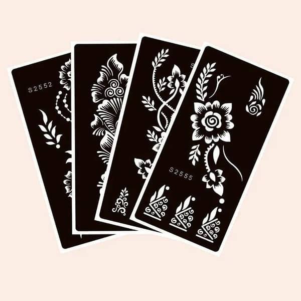 4 Sheets Flower Print Tattoo Stencil