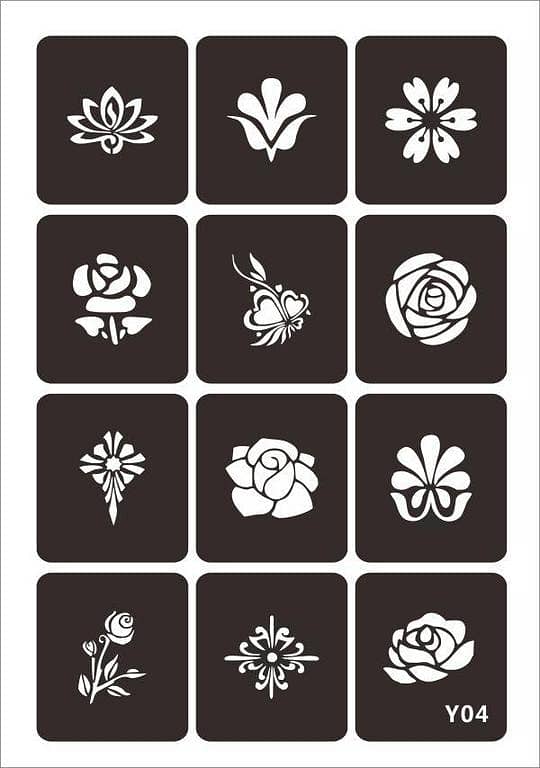 Flower Tattoo 12 Stickers Waterproof for Girls & Boys | Floral Temporary Mehndi Style Tattoos | Long-Lasting Sticker Set | aizal collection