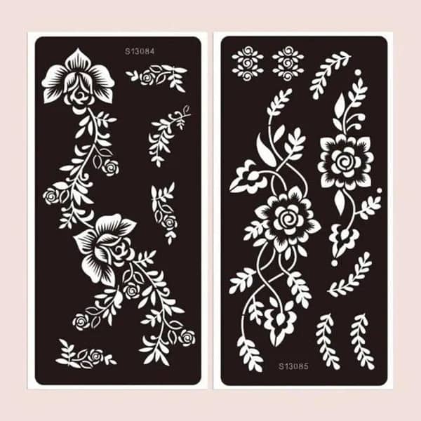 2 Sheets Floral Pattern Tattoo Stencil
