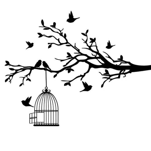 Birds on Branch Wall Sticker Vinyl Art for Smooth Surfaces (Removable)