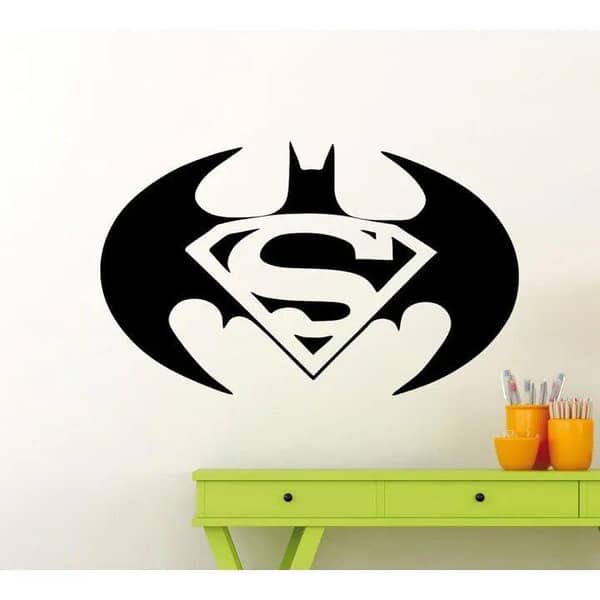 Bat Superr Man Quote Designed Wall Sticker for Decor Lovers, 2 x 1.1 Feet - Black