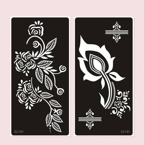 2 Sheets Floral Pattern Tattoo Stencil
