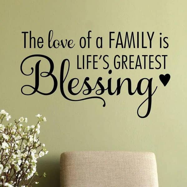 Family Love is a Blessing - Wall Sticker for Decor Lovers (2 x 1.1 ft) in Black