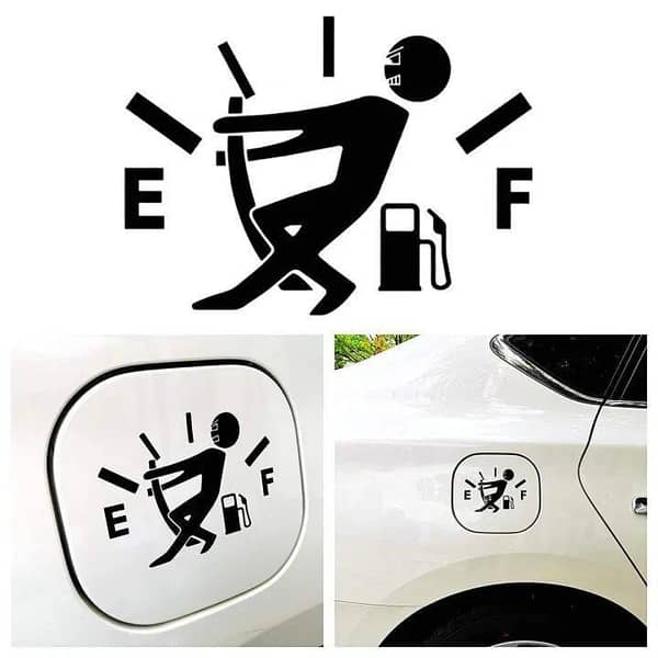 Fuel Tank Car Sticker, 5 x 5 inches, Black – Boys Car Decoration