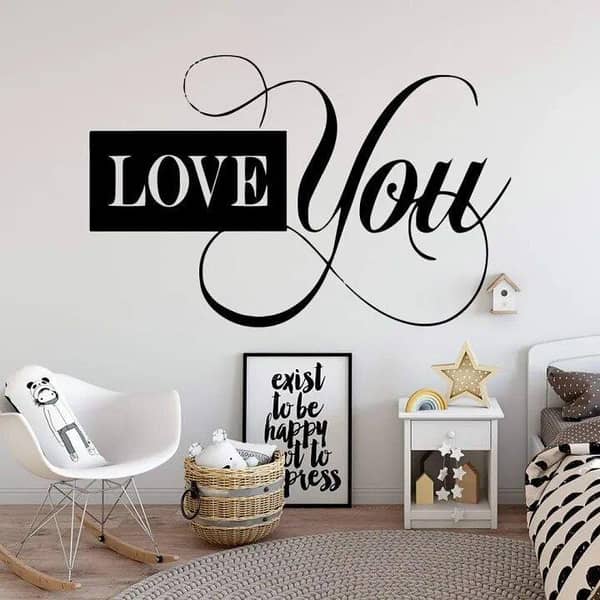 Rising Arts Love You Wall Sticker Set, 2 x 1 ft, Black