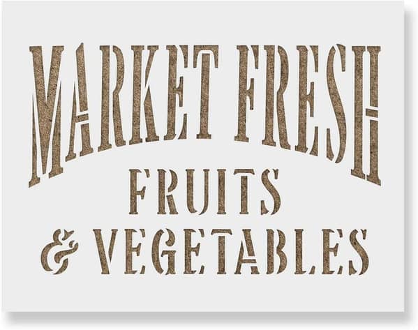 Market Fresh Stencil by Aizal Collection, 18 x 18 inches, Farmhouse Wall Decor
