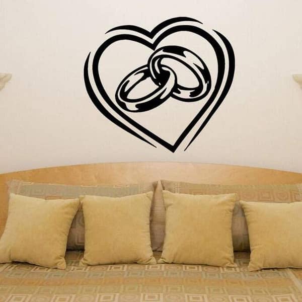 Size: 1 x 1 feet Heart Style Couple Wall Sticker Decal – Black Garnet