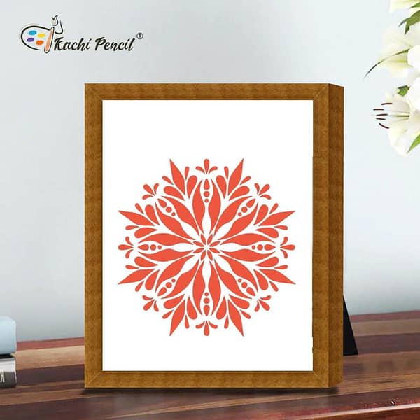 Kachi Pencil Floral Mandala Stencil – 6x6 Inch Reusable Sheet for Wall, Fabric, Glass & Craft (Aizal Collection) – Custom Size Available