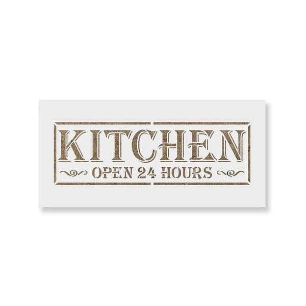 Kitchen Opening Hours Stencil (2 Reviews) | Aizal Collection | 18 x 18 cm