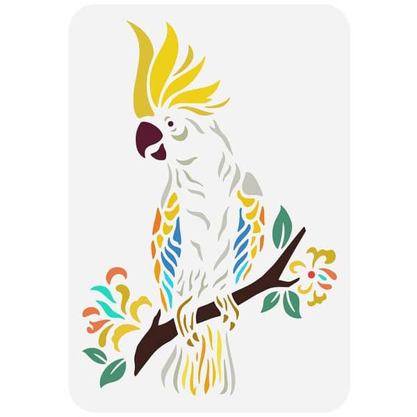 Cockatoo Bird Stencil – 8.3 x 11.7 inch Reusable Parrot Theme Stencil Sheet by Aizal Collection