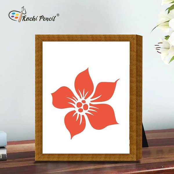 Kachi Pencil Flower Design Stencil 6x6 in – Reusable Craft Stencil for Fabric, Glass, Walls (Aizal Collection)
