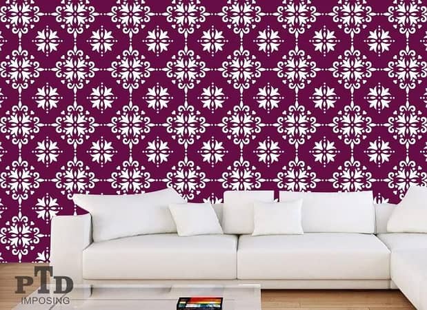 Floral Wall Design Stencils by Aizal Collection – Reusable 12x12 and 7x7 Inch Sheets for Wall Painting and Home Décor
