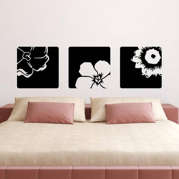 Three Flowers Wall Sticker (12 x 38 Inches)