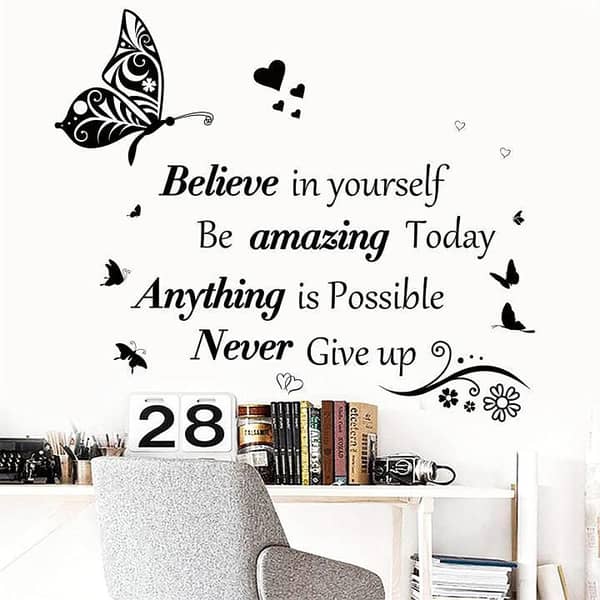 Inspirational Quotes Wall Decals: Large Removable Motivational Saying Wall Stickers (Positive Lettering Word)