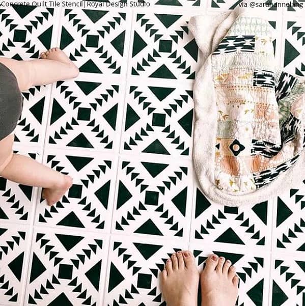 Concrete Quilt Tile Stencil 8x8 Inches | Custom Sizes Available | Stencil for Wall, Canvas, and Fabric - aizal collection