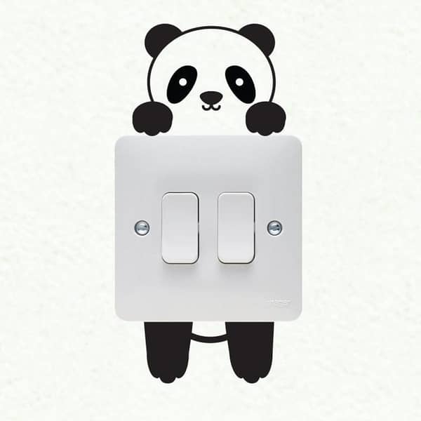 Panda Wall Plate Light Switch Wall Sticker Vinyl Decal 4" x 9"
