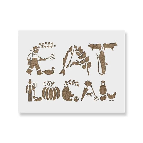 Eat Local Stencil from Aizal collection – Wall stencil, custom size 18 x 18