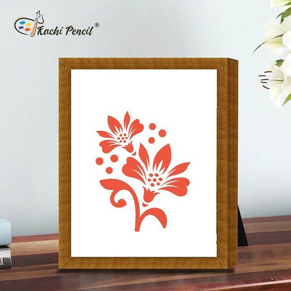 Flower with Leaf Design Stencil by Kachi Pencil – 6x6 Inch Reusable Stencil for Painting on Fabric, Glass, Wall & DIY Crafts