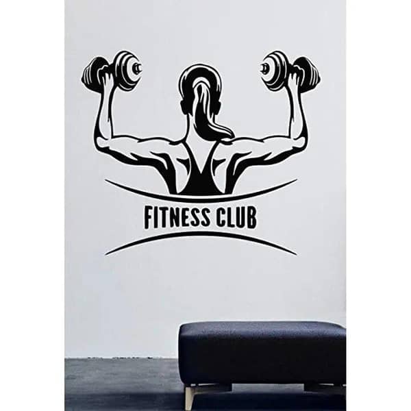 Size: 2 x 2 feet – Fitness club wall decal in black, self-adhesive, for gym or home decor by Lucky Garnet