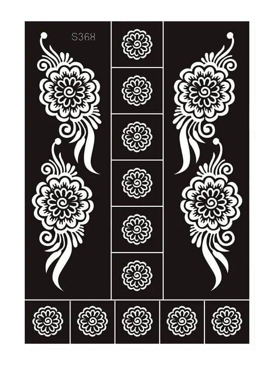 Tattoo Stencil 1 Sheet Flower Pattern Hollow Out Stencils for Women and Girls, Reusable Henna Template for Hand, DIY Tattooing, Face and Body Art