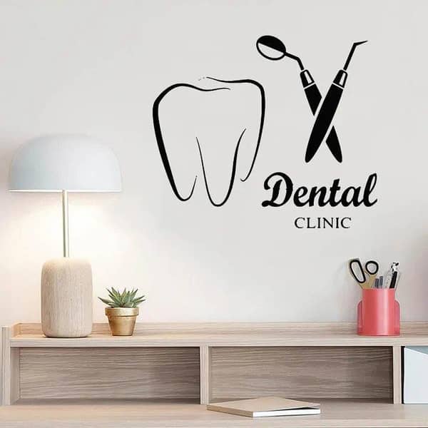 Lucky Garnet Wall Decal, 3 x 3 ft – Tooth Tools Clinic Decor in Black or Sea Green