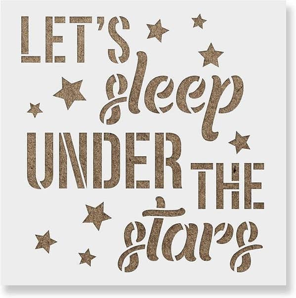 Sleep Under the Stars Stencil – Easy-to-Use for Farmhouse Door and Table Decor (Aizal collection) – 18 x 18