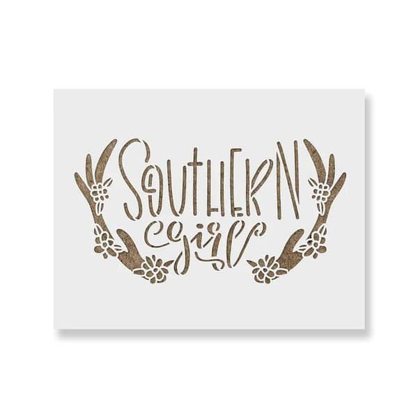 Southern Girl Stencil S-1345 by Aizal collection: 6x6 inch reusable stencil for painting on canvas, fabric, glass, and walls (18x18 size option)