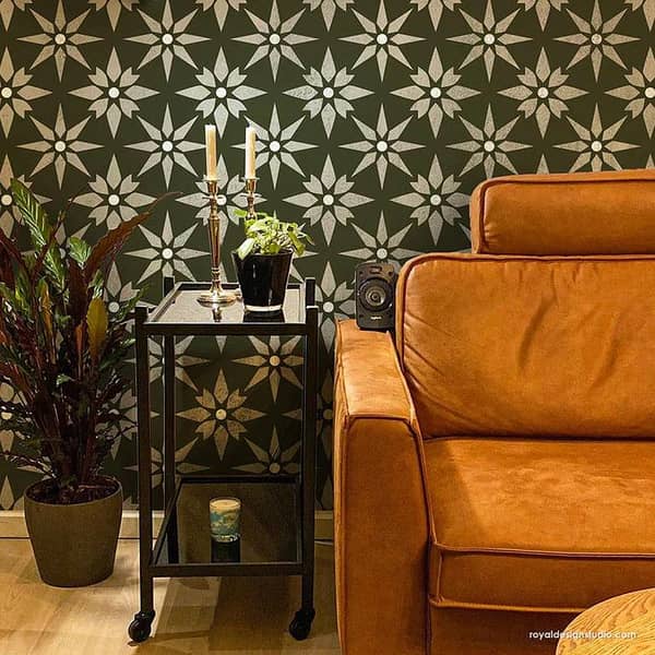 Starz Tile Allover Stencil 21x31 Inches | Custom Sizes Available | Stencil for Walls, Canvas & Fabric | Aizal Collection