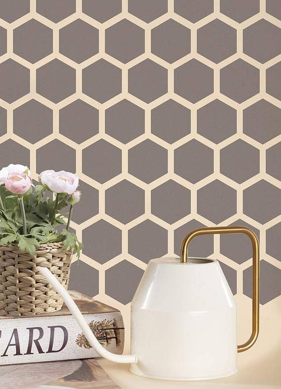 Large Hexagon Geometric Wall Stencil – 16x24 Inch Reusable Herringbone Pattern by Aizal Collection