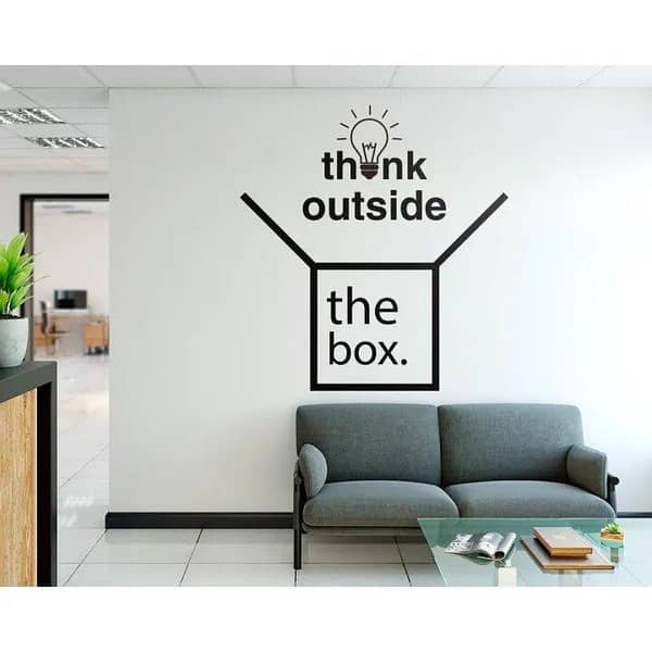 Think Outside the Box Quote Wall Sticker, 2 x 2 feet, Black