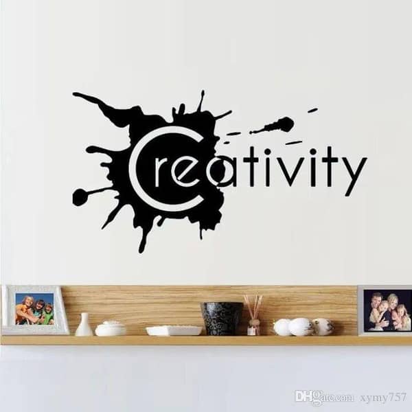 Size: 2 x 1 Feet - Creativity Office Workers Motivational Quote Wall Sticker in Black, by Rising Arts