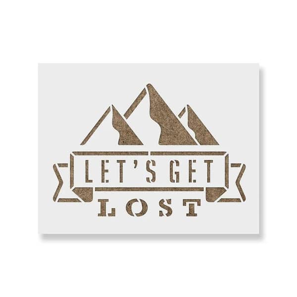 Lets Get Lost Stencil by Aizal Collection — Size 18 x 18, Easy-to-Use for Farmhouse Door and Table Décor