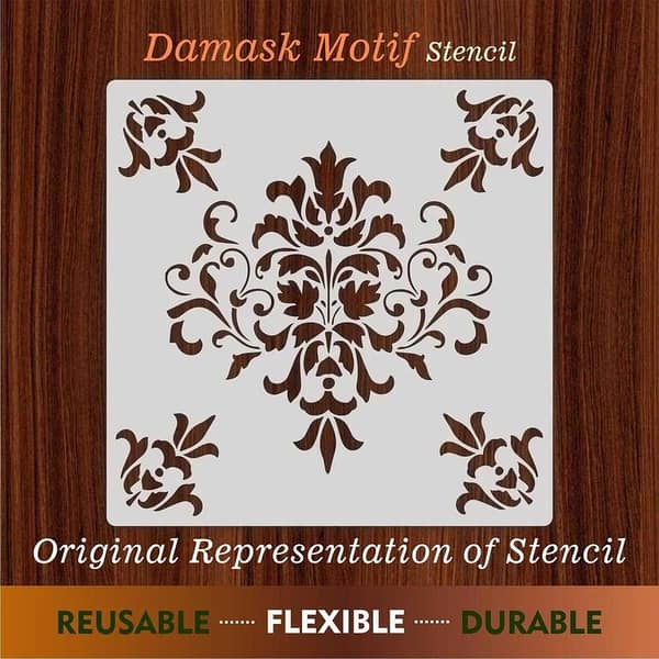Damask Motif Reusable Stencil for Canvas and Wall Painting - ID#152