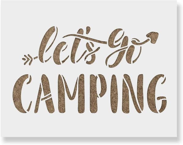 Lets Go Camping Stencil by Aizal Collection – Wall Stencil for Outdoor Ambience, Custom Size 18 x 18