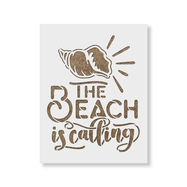 The Beach Is Calling Stencil by Aizal Collection – Wall Stencil, Custom Size Available, 18 x 18 inches