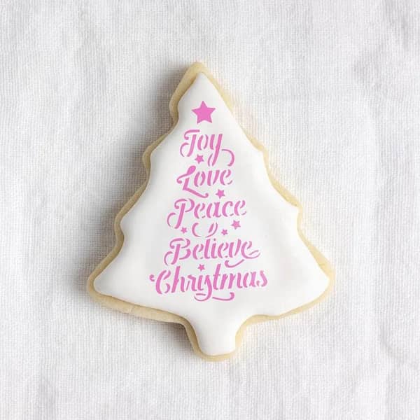 Christmas Tree Words Cookie Stencil | Aizal collection | Wall stencil with custom sizing (18 x 18 cm)