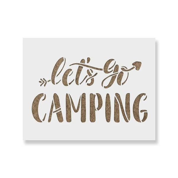 Lets Go Camping Stencil by Aizal Collection - Wall Stencil for Outdoor Ambiance (18 x 18, Custom Sizes Available)