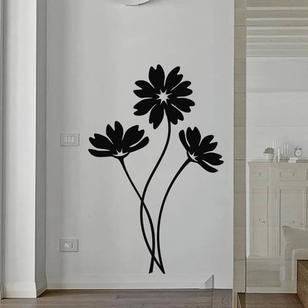 Butterfly, Flowers and Leaves Wall Sticker (24 x 38 Inches) - Classic Vinyl