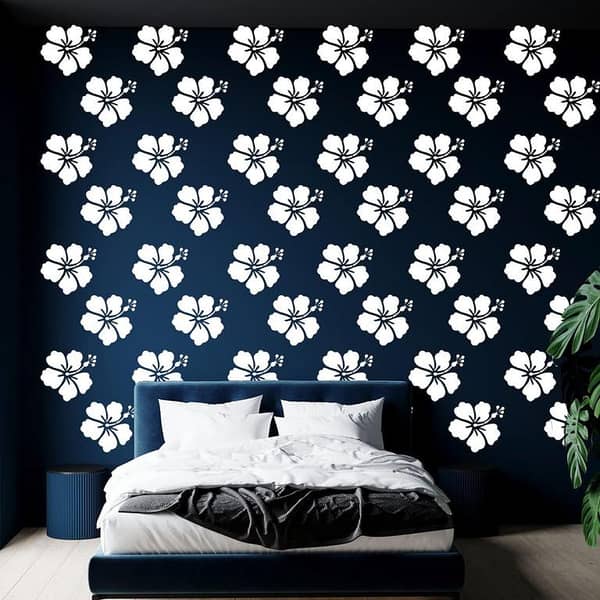 Twin Hibiscus Print Wall Stencil – 16x24 Inch Reusable Template for Wall Painting (Aizal Collection)