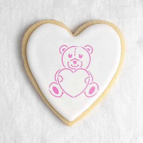 Heart Teddy Bear Cookie Stencil | Aizal collection (18 x 18) – Custom Size Available