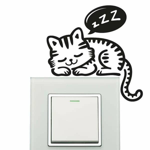 Cat Wall Sticker for Doors, Light Switches, and Sockets – 6x6 inches, Matte Finish