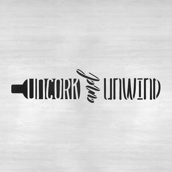 Uncork and Unwind Wine Bottle Stencil | Aizal Collection – Wall Stencil, Custom Size (18 x 18)