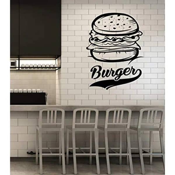 Burger Fast Food Zinger Style Wall Sticker - 2 x 1.5 ft, Black