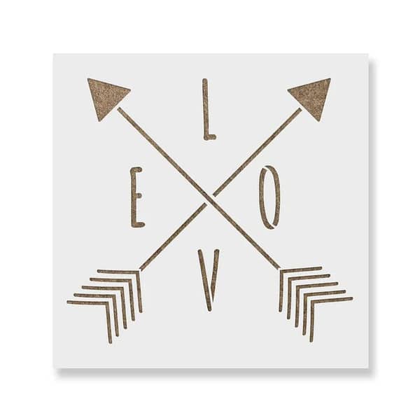Arrow Love Stencil — Reusable Arrow and Love Word Stencil by Aizal Collection (18 x 18)