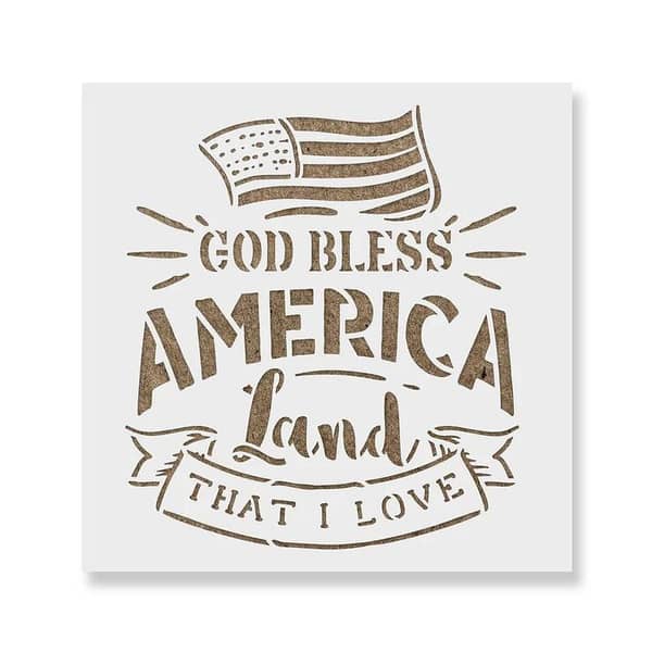 God Bless America Stencil | Aizal collection | Stencil for wall | Custom size available | 18 x 18