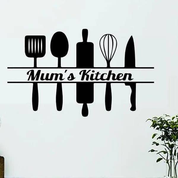 size: 2 x 1 feet - Mother's Kitchen Quote Spoon Style Self-Adhesive Wall Sticker (Black) for Kitchens, Restaurants, Cabinets, Fridge | Rising Arts