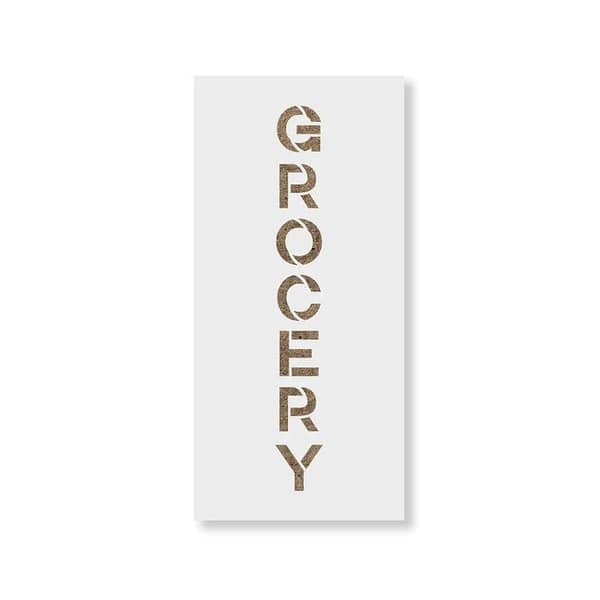 Vertical Sign Grocery Stencil | Aizal collection – Wall Stencil, Custom Size (18 x 18)