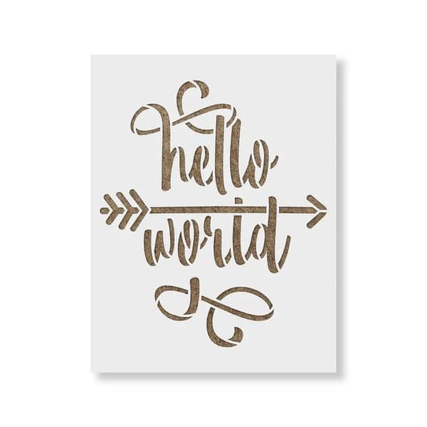 Hello World Stencil | Aizal collection | Stencil for wall | Custom size available | 18 x 18