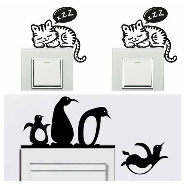 Pack of 3 Home Decor Switchboard Cartoon Stickers for Kids Rooms